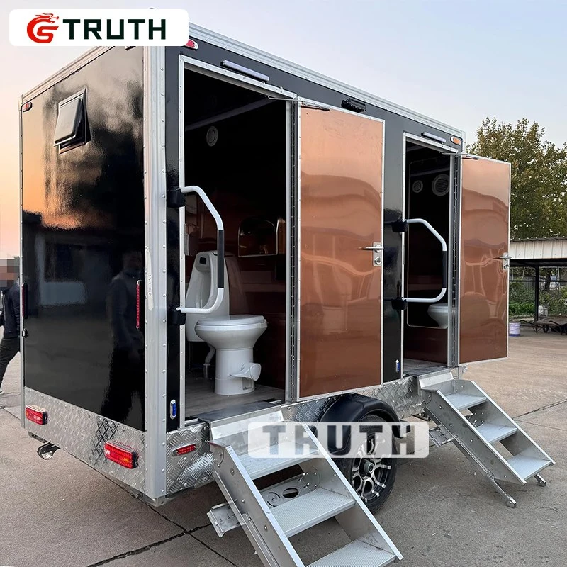 Mobile kitchen trailer exterior overview - side serving configuration